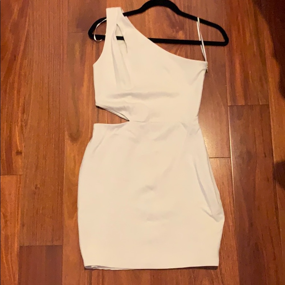 One shoulder white mini dress
